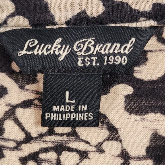 C Lucky brand beige&black boho style top sz L - Picture 5 of 9